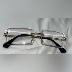 Clear White Rimless Rectangle Sunglasses for Women | Vintage Square Glasses
